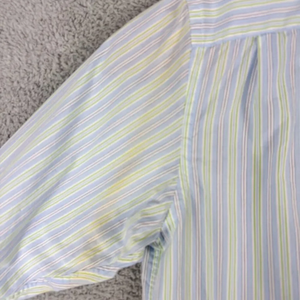 Banana Republic Shirt Mens 15 15.5 Blue White Stripe Shirt Business Casual Prepp